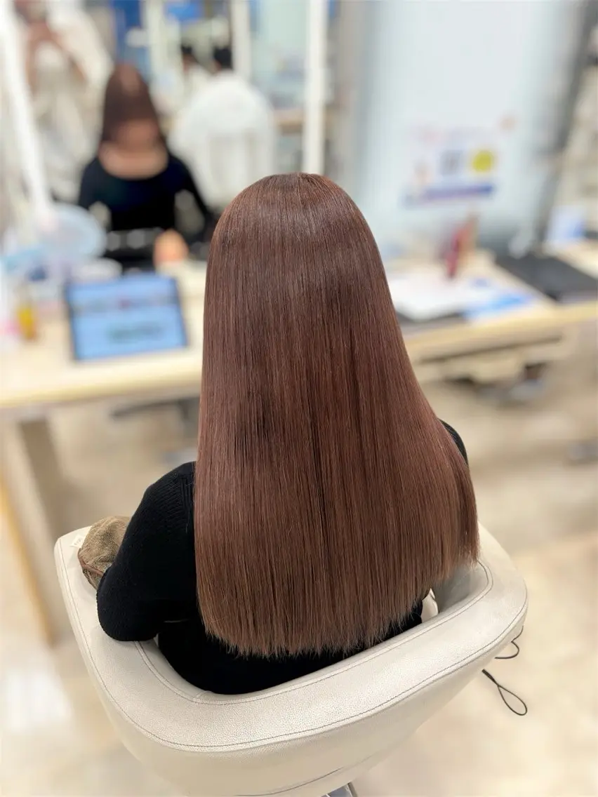 ロング カラー ベージュカラー ピンクカラー ピンクベージュ ヘアカラー トリートメント ヘアセット ベージュ/つや髪/ レイヤー／ゆいなのヘアスタイル