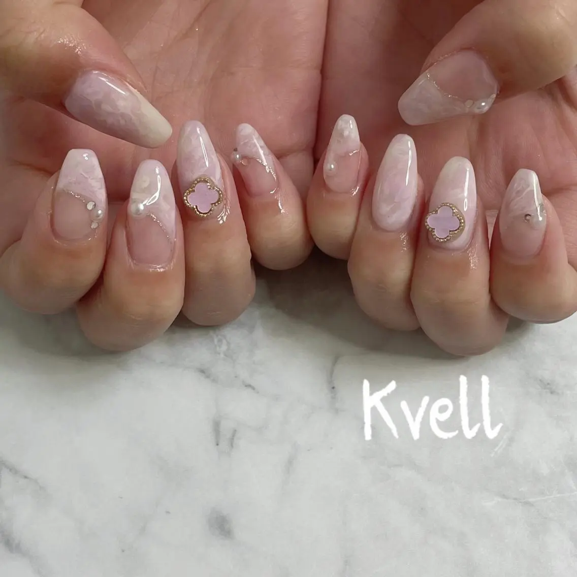 ネイル 大理石ネイル(マーブル) パステルネイル ハンドネイル nailsalon Kvellのネイルデザイン