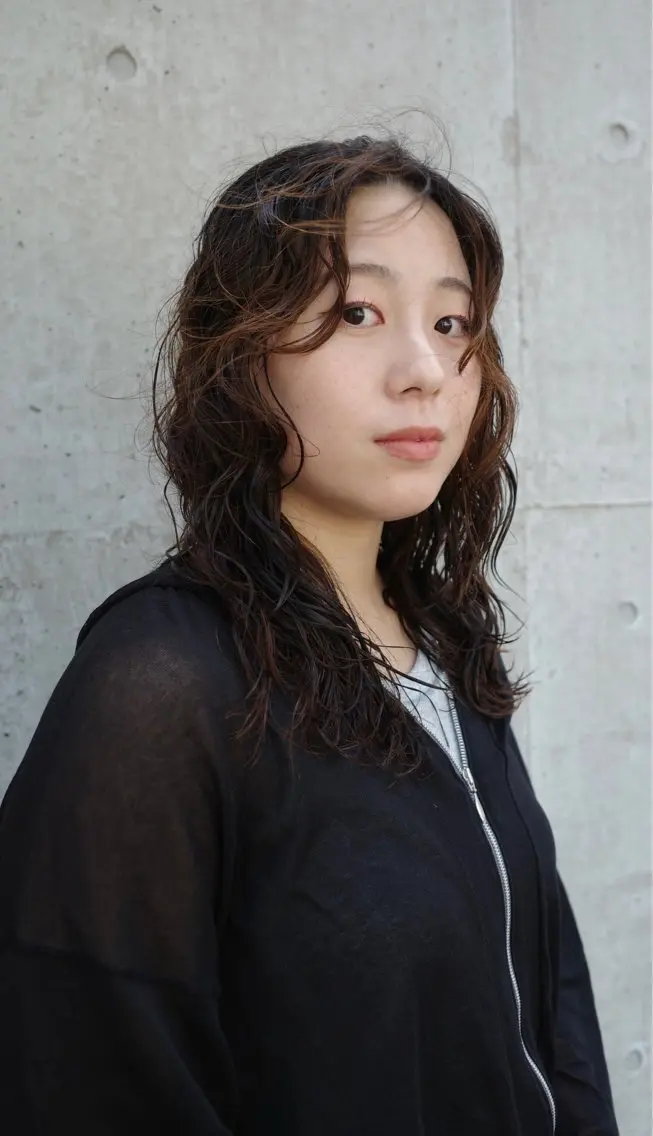 ミディアム パーマ パーマ 西宮北口パーマ特化 鮫島竜海のヘアスタイル