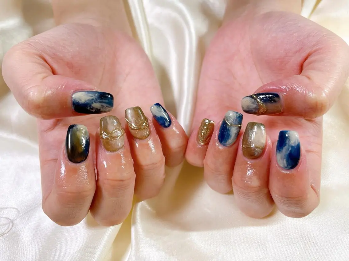 ネイル ネイビー kiki nail &brow二子玉川のネイルデザイン