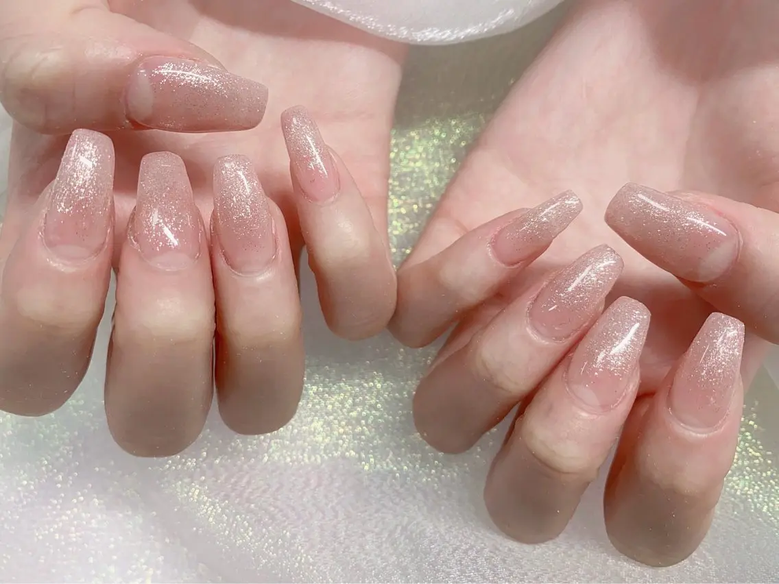 ネイル 長さ出し ジェルネイル キラキラネイル 大理石ネイル(マーブル) ニュアンスネイル Morpho nailのネイルデザイン