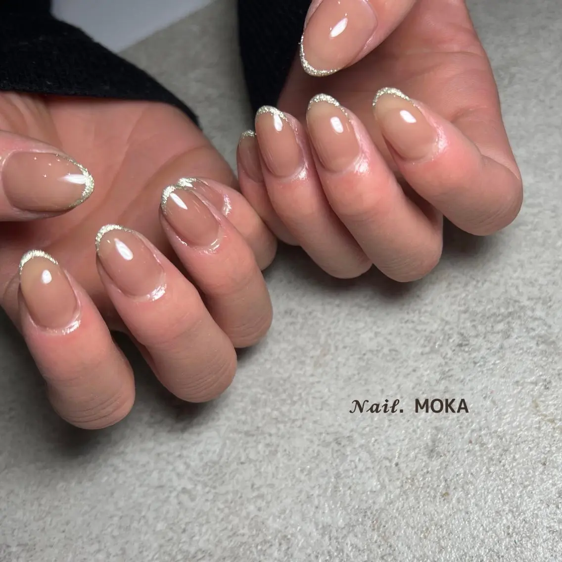 ネイル フレンチネイル ラメ(グリッター) ハンドネイル nail. MOKAのネイルデザイン