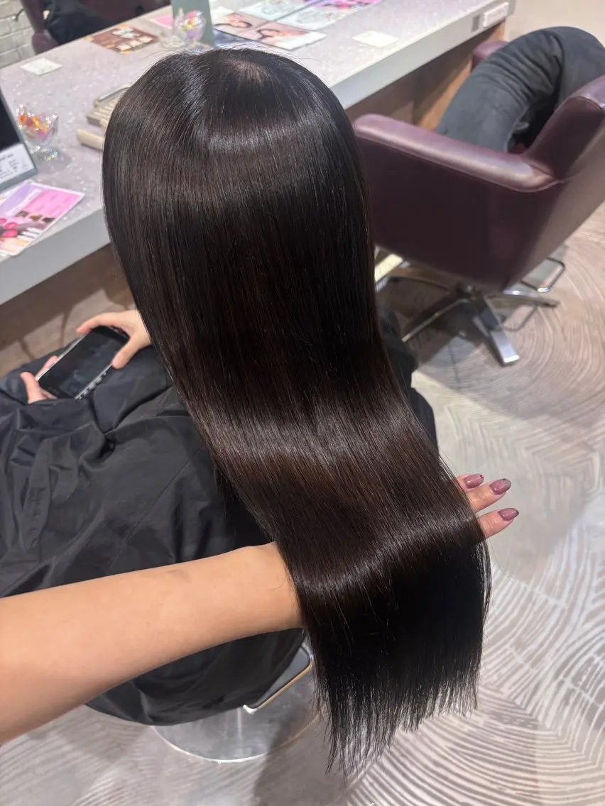 ロング ヘアカラー トリートメント ヘッドスパ 透明感カラー/ 赤み消し🤍ricoのヘアスタイル