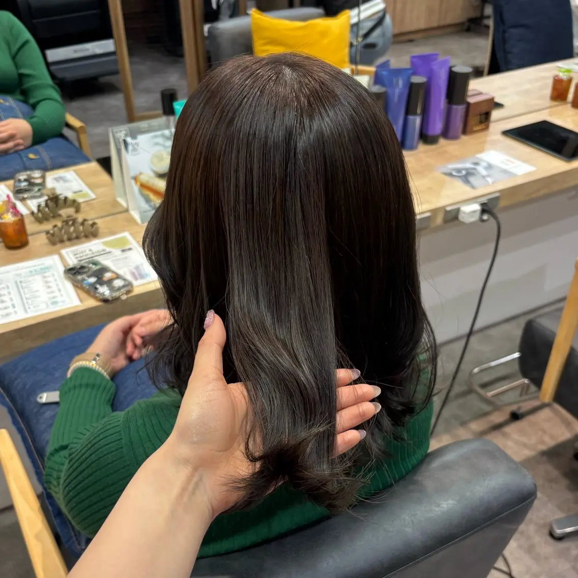 カラー 透明感カラー 銀座：似合わせカラー オリーブ🫒アレンジのヘアスタイル