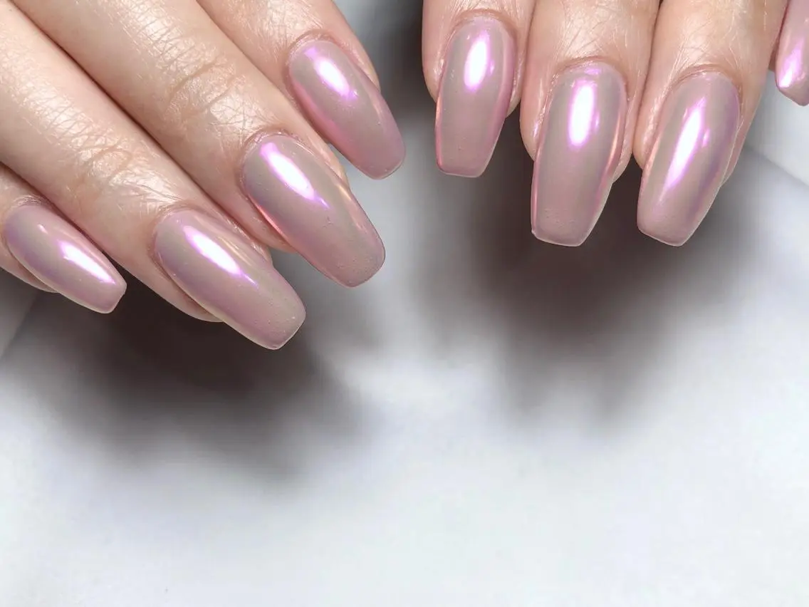 ネイル オーロラネイル ピンク ハンドネイル saki_ nail heronのネイルデザイン