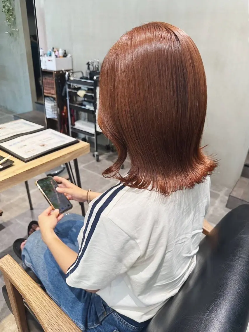 ミディアム カラー カット ヘアカラー レイヤー/ショート chere狭山のヘアスタイル