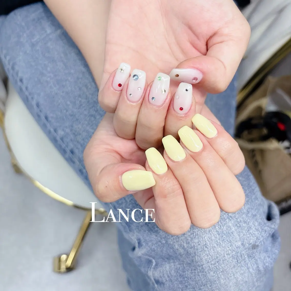 ネイル オーロラネイル フットネイル 氷ネイル・うるうるネイル キラキラネイル 韓国ネイル ハンドネイル Lance nailのネイルデザイン