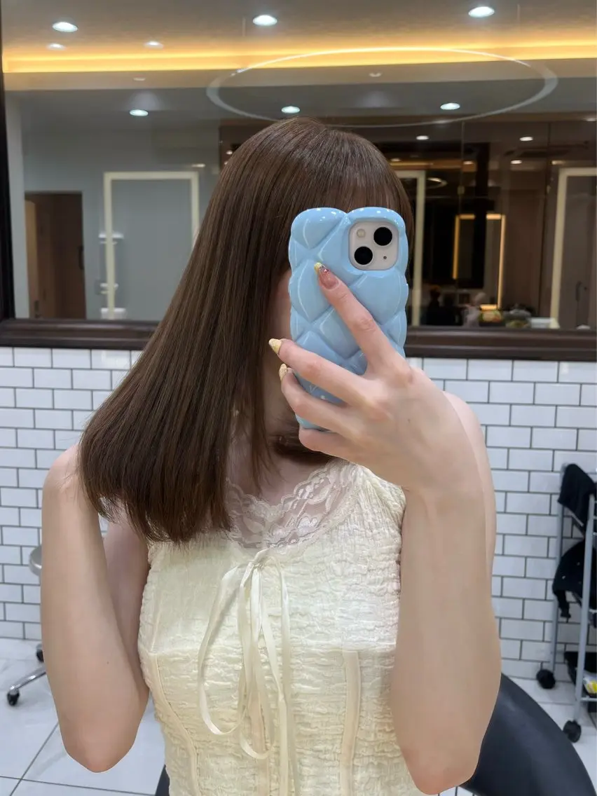 ミディアム カラー ひなこ♡縮毛矯正/ 艶カラー🤍透明感のヘアスタイル