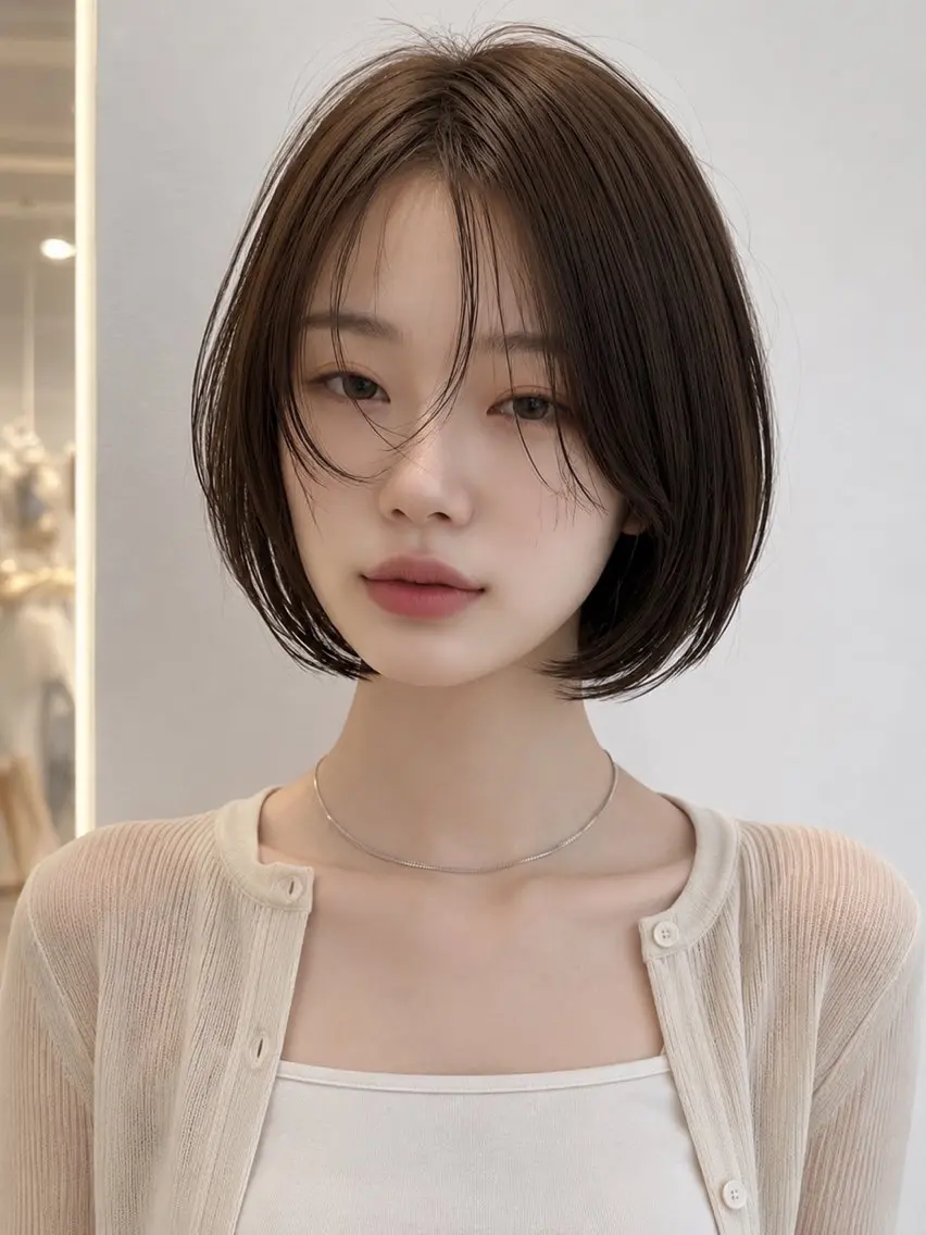 ミディアム ボブ 髪質改善 韓国風ヘア レイヤーカット 縮毛矯正 カット ヘアカラー トリートメント 髪質改善/レイヤー/ 佐藤　舞🌷🫧のヘアスタイル