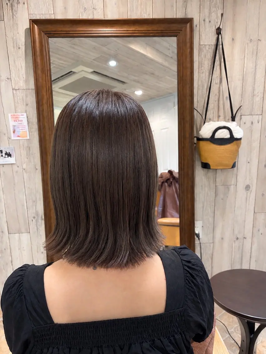 ミディアム カット ヘアカラー 縮毛矯正 abe mikaのヘアスタイル