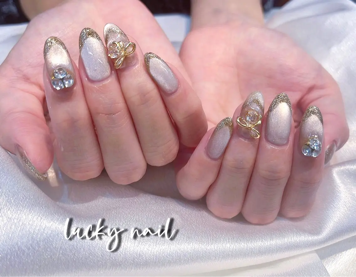 ネイル アートネイル チークネイル 長さ出し ジェルネイル マグネットネイル Lucky nail 小林和希のネイルデザイン
