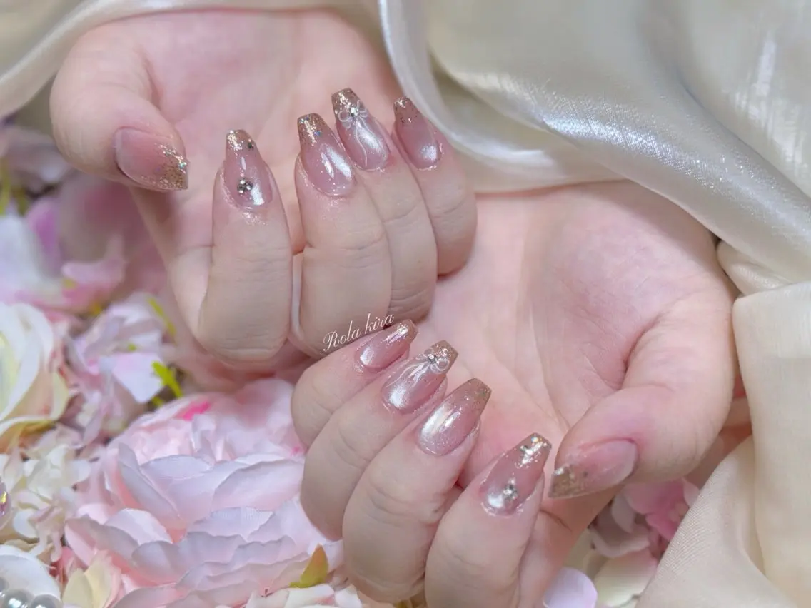 ネイル チークネイル 長さ出し フレンチネイル ジェルネイル 韓国ネイル ハンドネイル Rola kira 麗のネイルデザイン