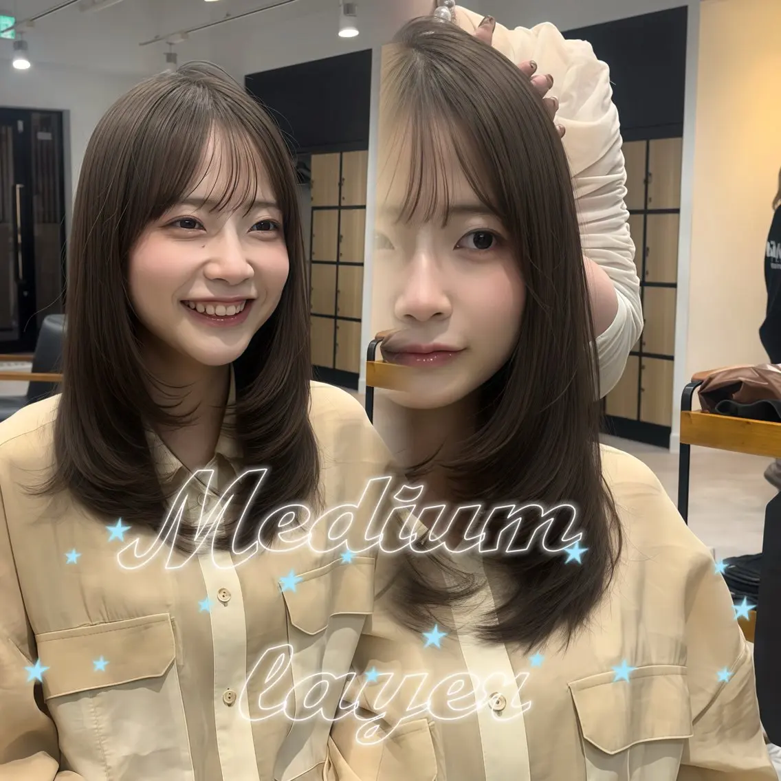 ミディアム カット ヘアカラー レイヤーカット/ ダブルカラー/セイナのヘアスタイル