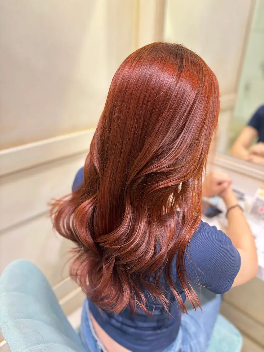 ロング オレンジブラウン 🌷ピンク/韓国風 暖色カラー ゆい🌷のヘアスタイル