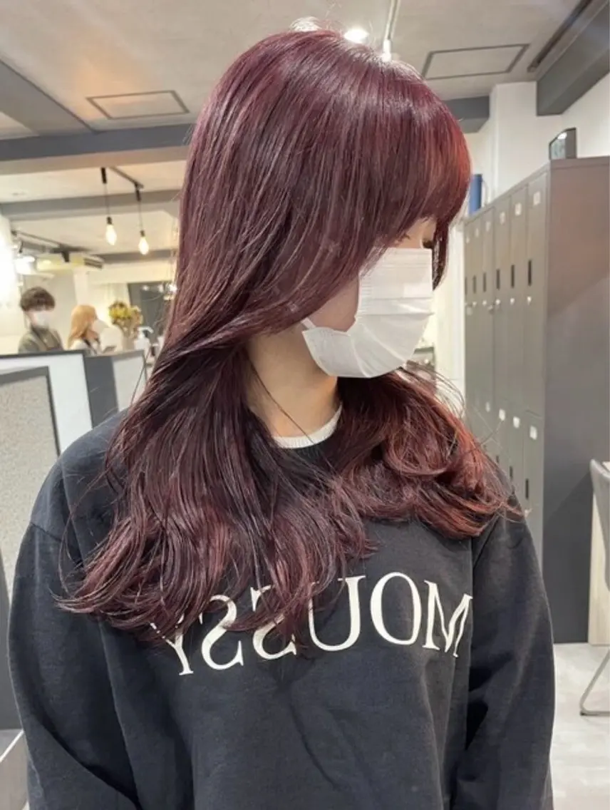 セミロング カラー ヘアカラー トリートメント 🍒暖色/艶髪 カラー🍒 みはなのヘアスタイル
