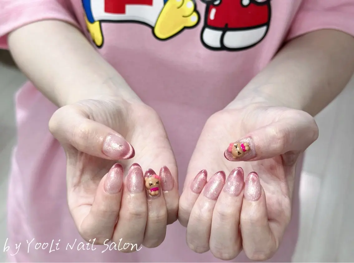 ネイル アートネイル オーロラネイル チークネイル フレンチネイル ガラスフレンチ ハンドネイル 🎀🎀YooLi Nail Salonのネイルデザイン