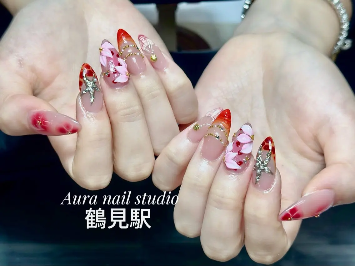 ネイル ハンドネイル Aura nail 🍐💫のネイルデザイン