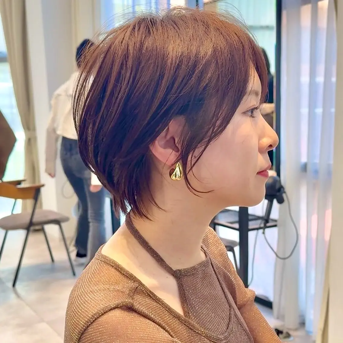 ショート カラー ショートボブ ボブレイヤー 丸みショート グレージュ ボブ カット ヘアカラー ショート/似合わせ/ 豊中/髙井のヘアスタイル