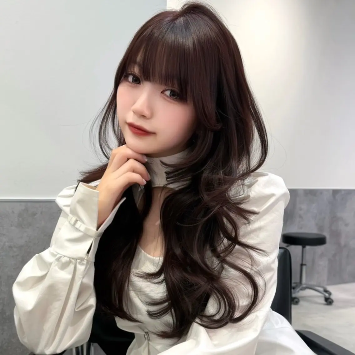 ロング カラー ブラウンカラー レイヤーカット 似合わせカット 小顔カット カット ヘアカラー トリートメント 韓国 レイヤー特化/きょうのヘアスタイル