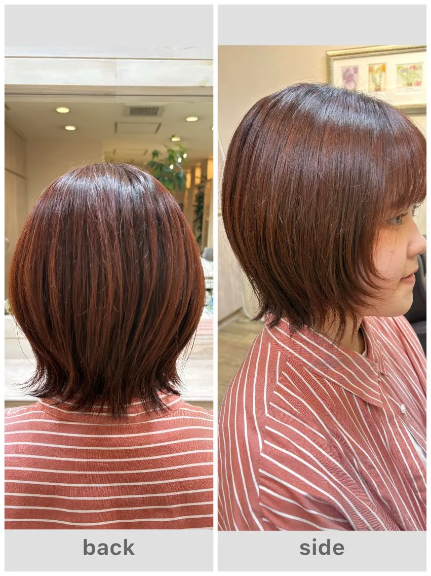 ショート カラー レッドカラー ボブ くびれヘア 顔周りカット レイヤーカット カット ヘアカラー 山田 美月のヘアスタイル
