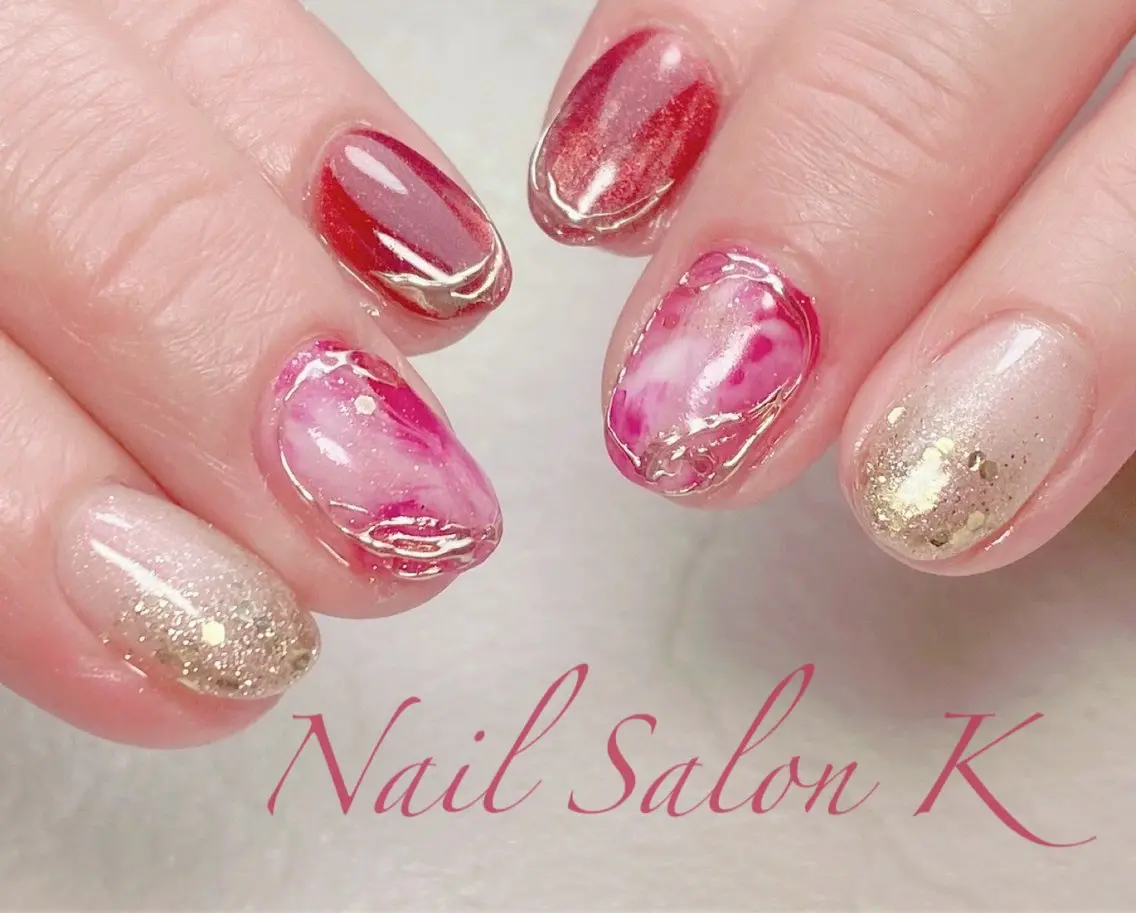 ネイル グラデーション ラメ(グリッター) ラメグラデーション ニュアンスネイル ハンドネイル Nail Salon K 🧸美爪育成のネイルデザイン