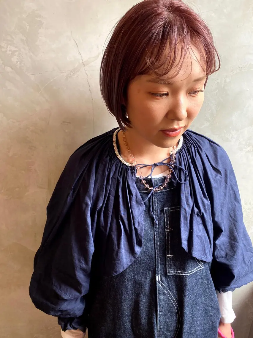 ショート カラー ブリーチ ダブルカラー ピンクカラー パープルカラー ボブ -福岡博多筑紫口- 大津成美のヘアスタイル
