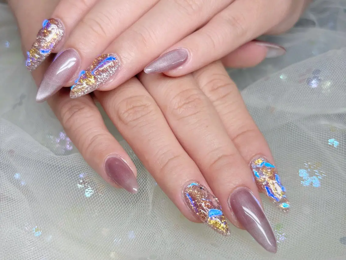ネイル ハンドネイル H3 Nail Tsuki🦋💙のネイルデザイン
