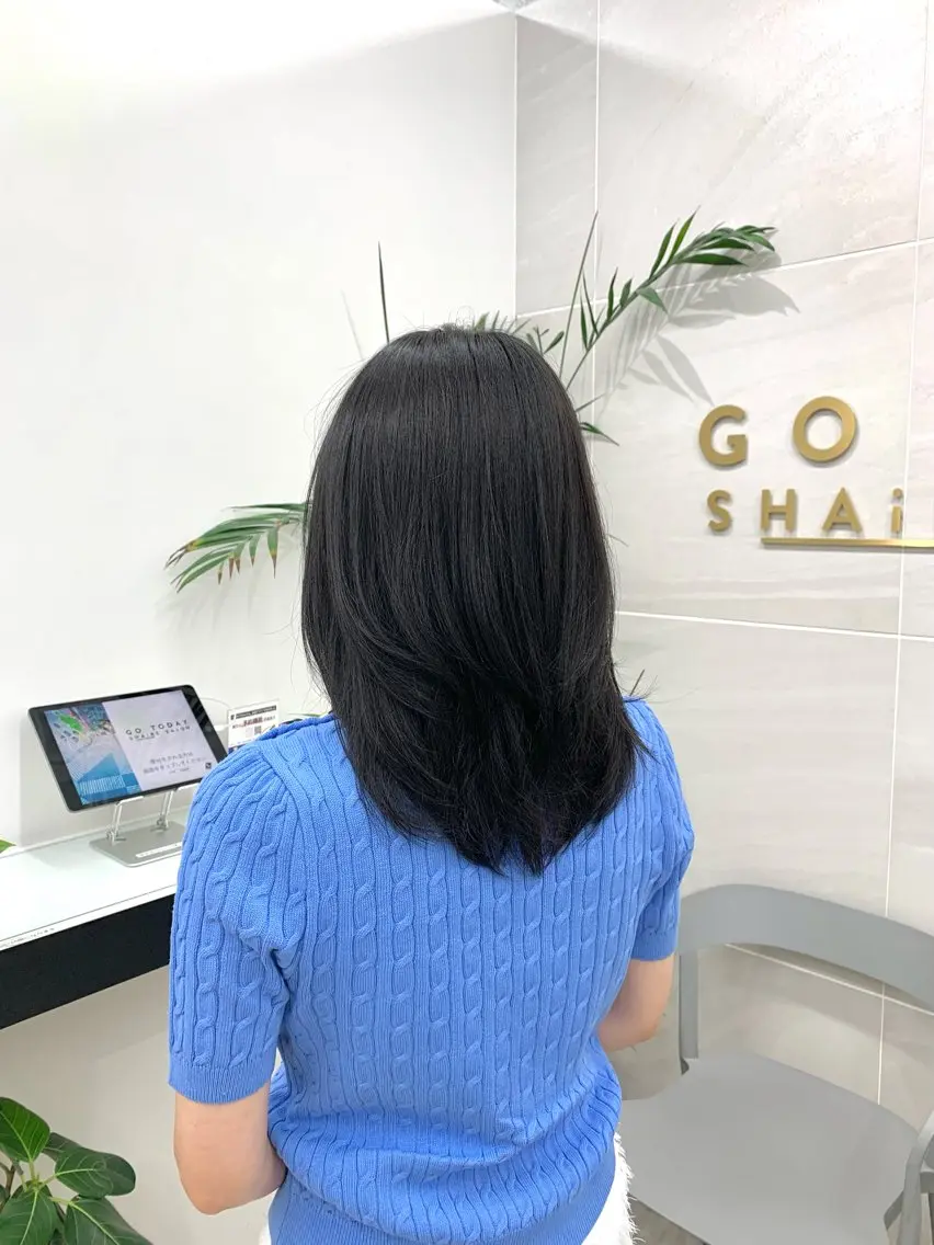 ミディアム カラー 黒髪 レイヤーカット カット ヘアカラー ヘッドスパ 本格ヘッドスパ🌿 ×ヘア 佐藤のヘアスタイル