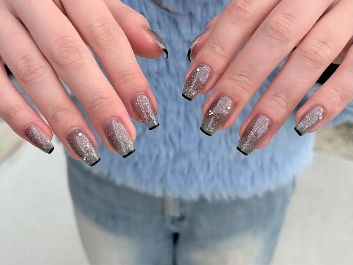 ネイル クリアネイル フラッシュネイル フレンチネイル ハンドネイル nayu nailのネイルデザイン