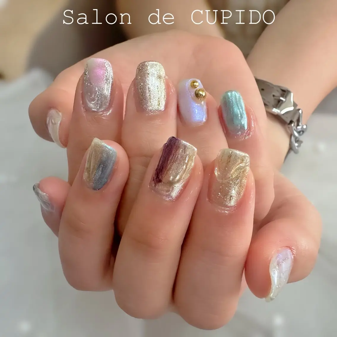 ネイル アートネイル 氷ネイル・うるうるネイル キラキラネイル ニュアンスネイル Salon de CUPIDOのネイルデザイン