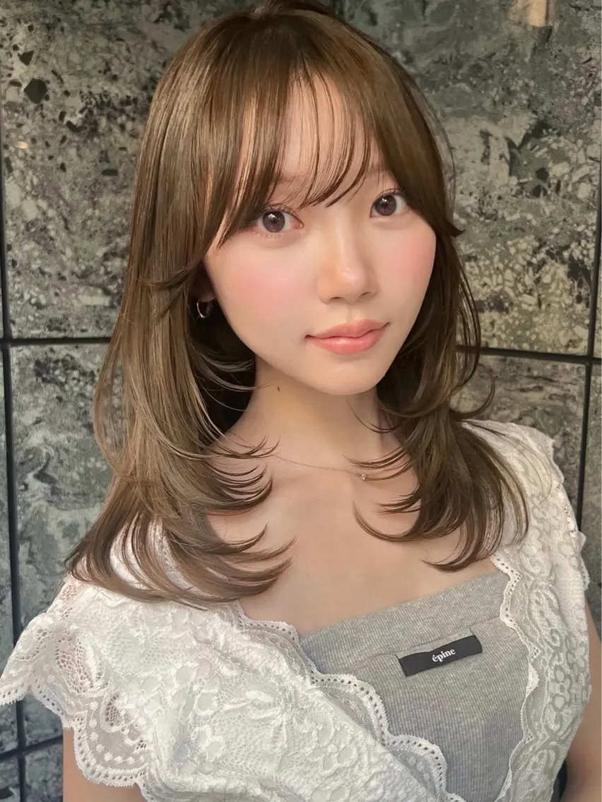 セミロング カラー 透明感カラー ダブルカラー ミント カット ヘアカラー 小顔ボブ jilblanカホのヘアスタイル