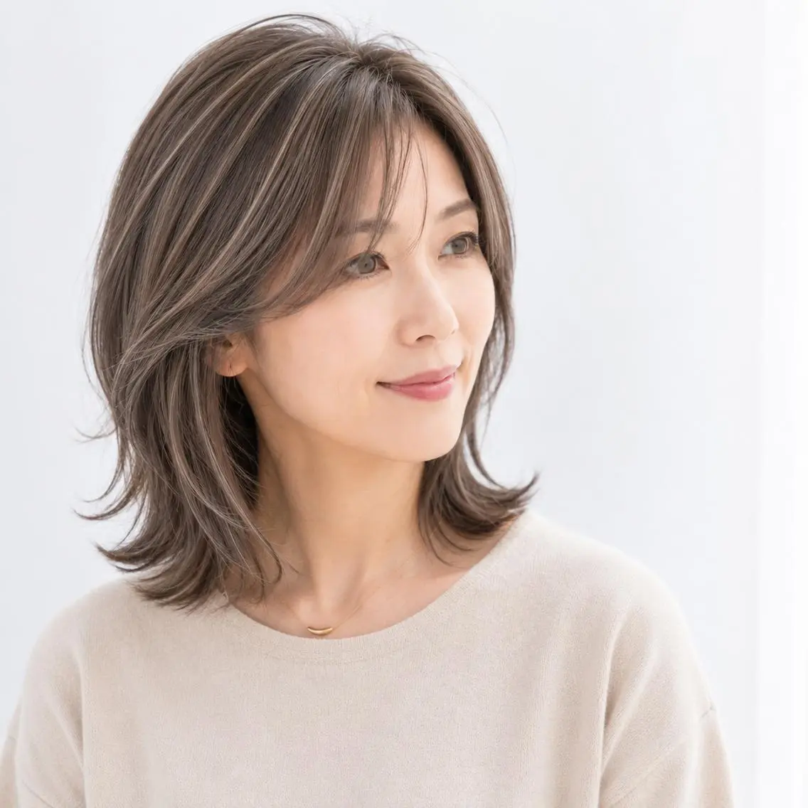 ミディアム ハイライト 鶴ヶ峰×ショートボブ 白髪ぼかし 村井祐介のヘアスタイル