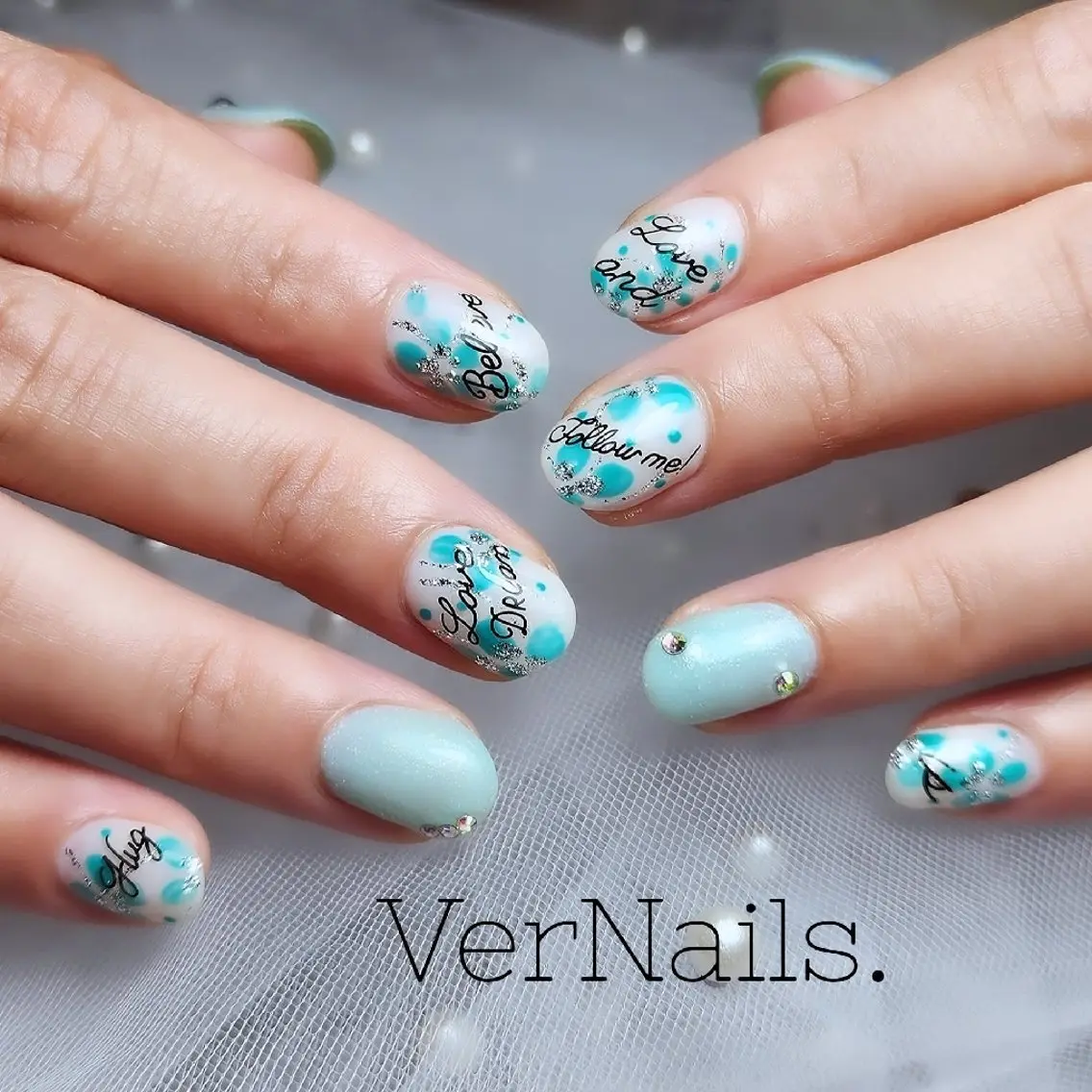 ネイル ブルー フラワーネイル ハンドネイル Ver  Nails.のその他イメージ