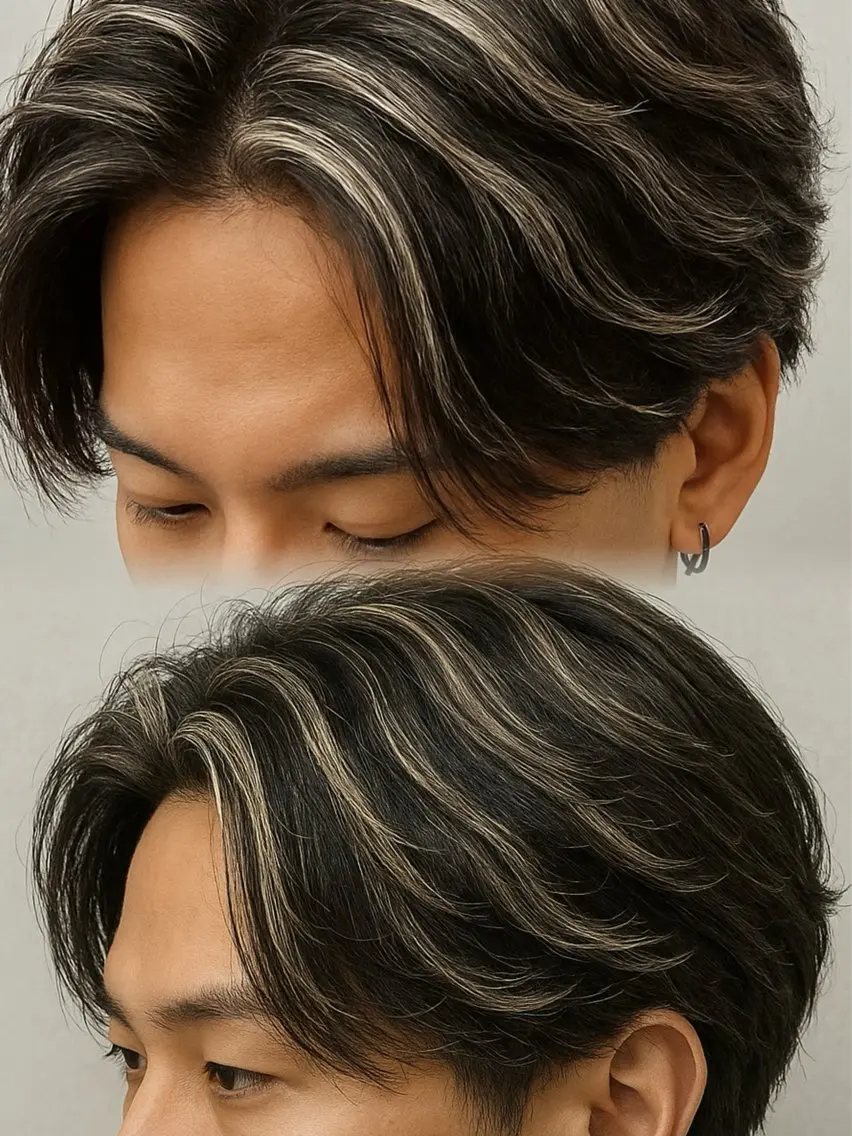 ミディアム ハイライト レイヤーカット カット ヘアカラー ⚡️ハイライトカラー /バレイヤージュ⚡️のヘアスタイル