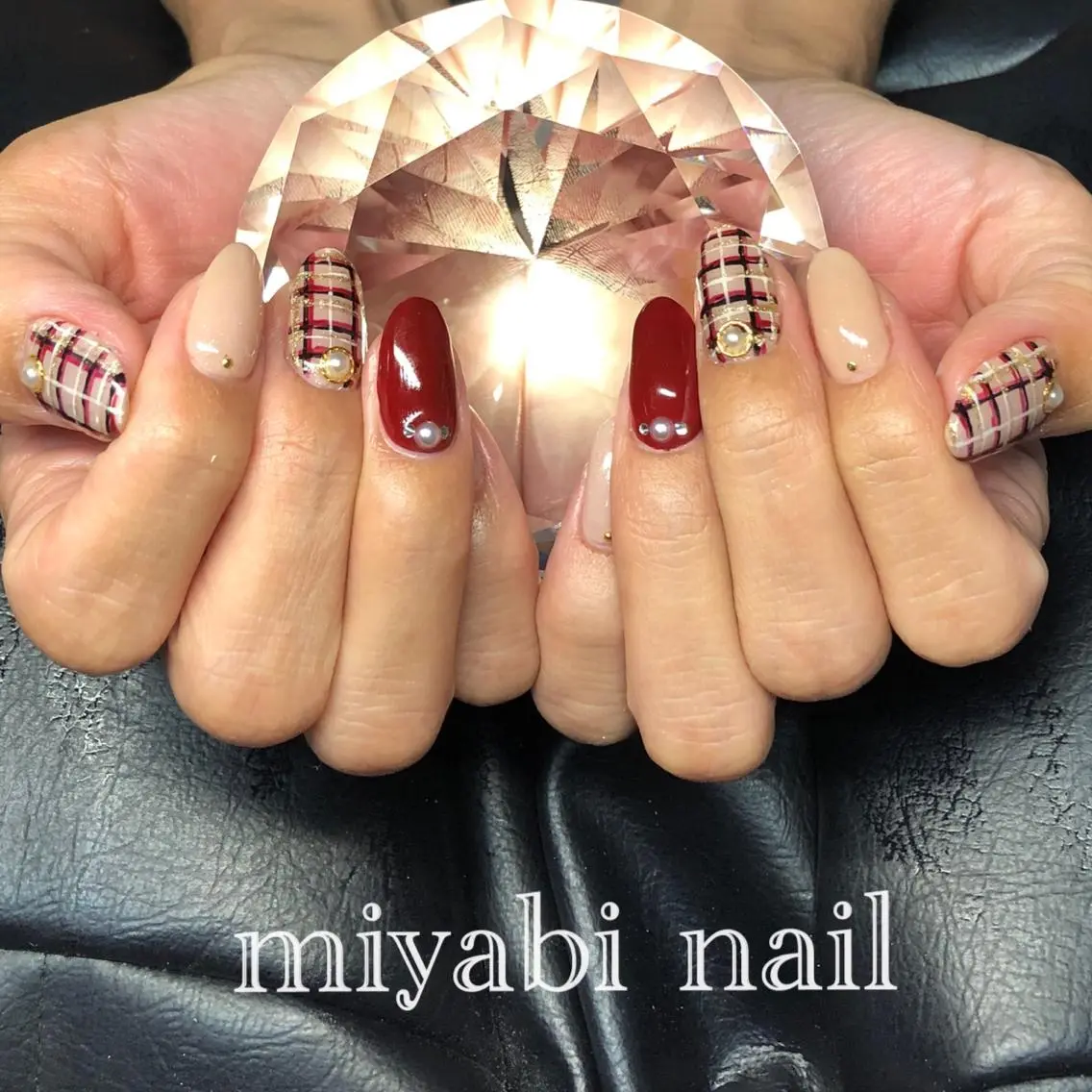 ネイル ボルドー ジェルネイル miyabi nail 桂川駅近くのネイルデザイン