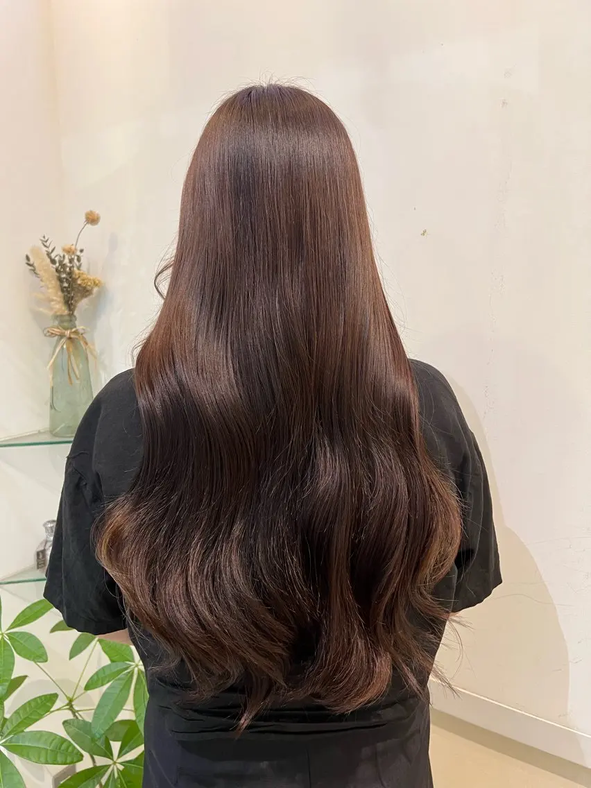ロング ヘアカラー ブリーチしない暖色 カラー🥀杉 優菜のヘアスタイル