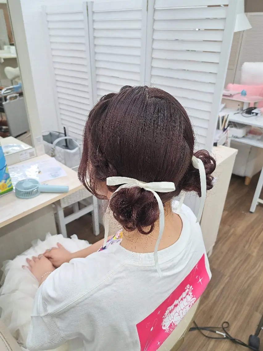 ヘアアレンジ ショート お団子ヘア ショートヘア ヘアセット GLOSS心斎橋🌹 はるなのヘアスタイル