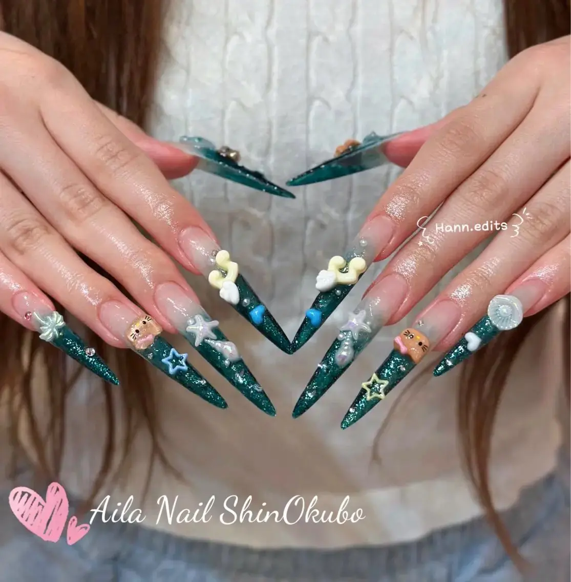 ロング 韓国風ヘア Aila Nail Shinokuboのネイルデザイン