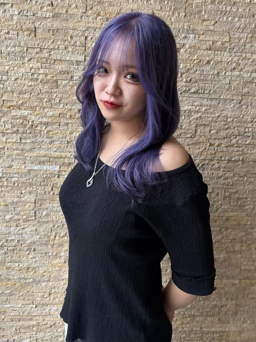 ロング カラー ブルーカラー ブルーラベンダー ラベンダーカラー シルバー ヘアカラー トリートメント SHOTO ハイトー ン/ブロンドカラーのヘアスタイル