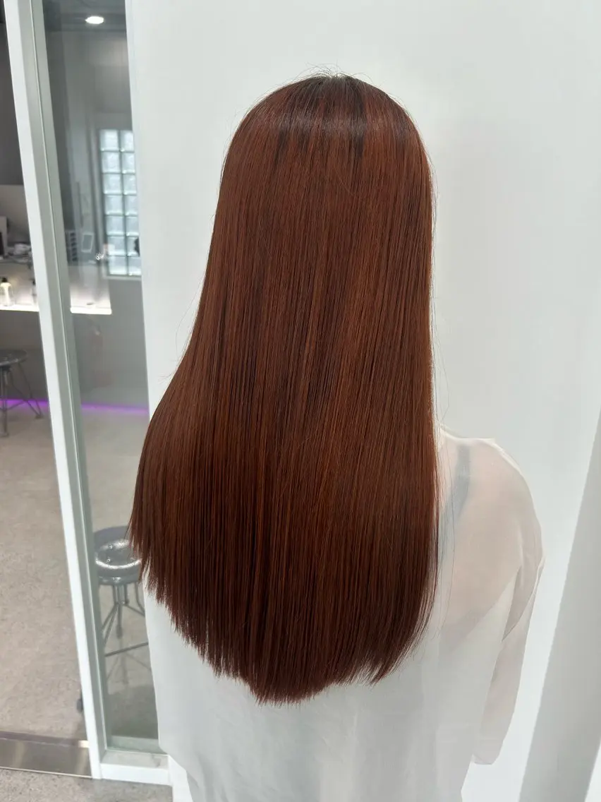 ロング カラー カット 縮毛矯正 愛結 暖色カラー🎀🩰のヘアスタイル