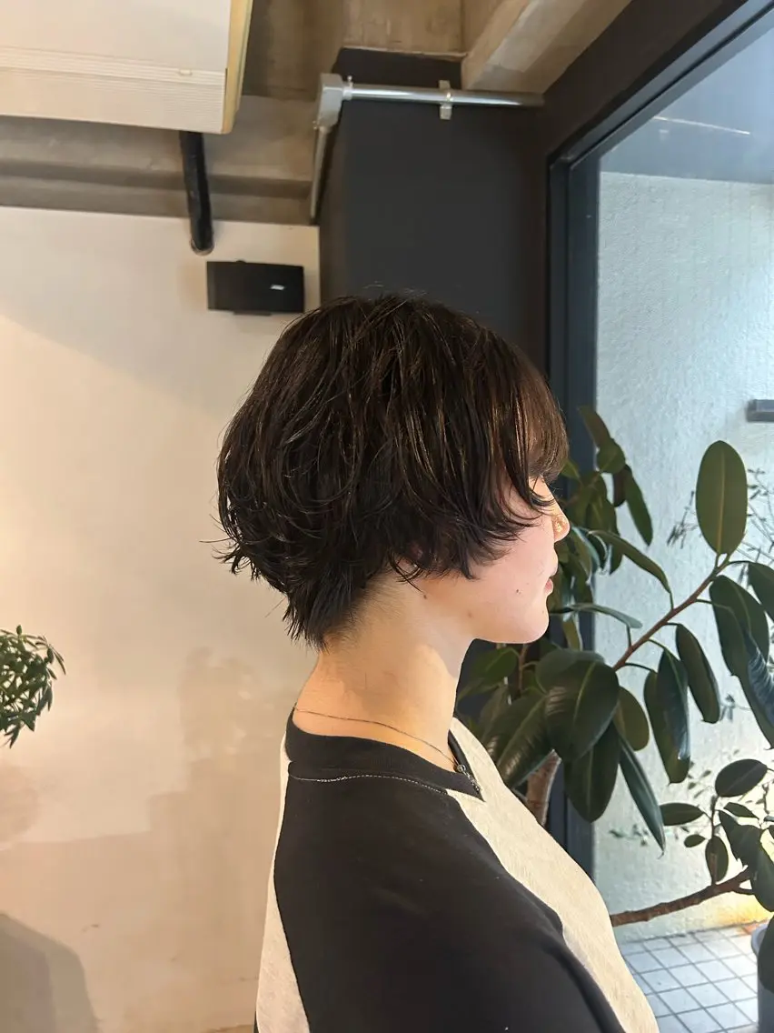 ショート パーマ ニュアンスパーマ カット パーマ トリートメント twig 山田 永嶋芽衣のヘアスタイル