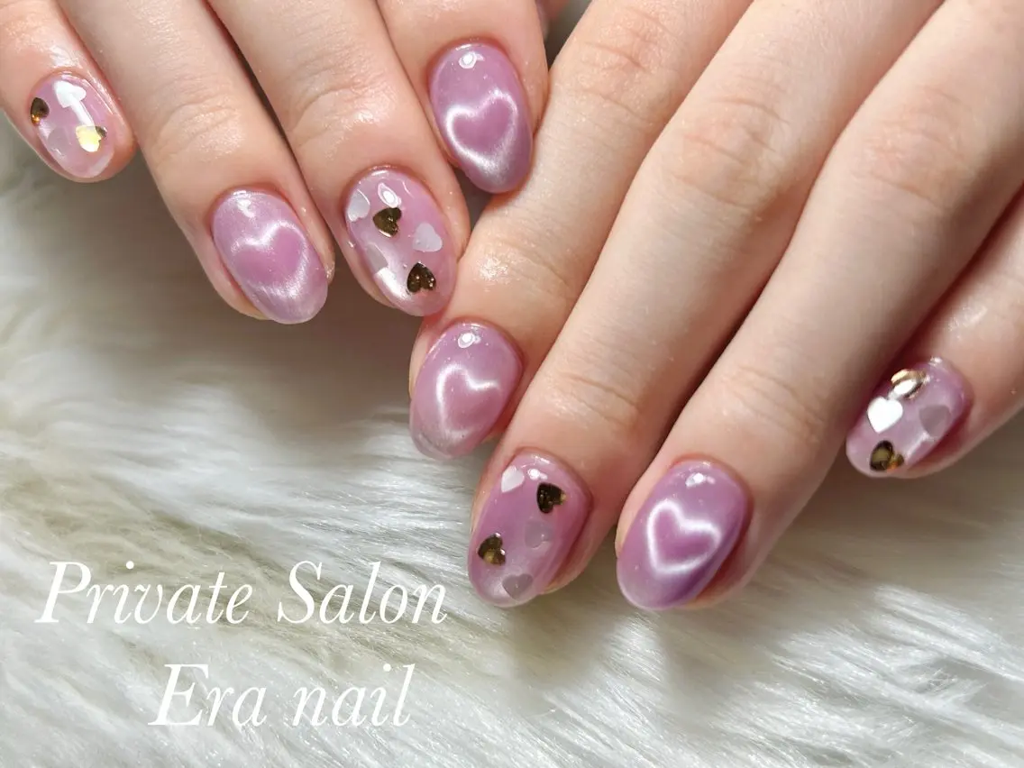 ネイル ハート マグネットネイル ハンドネイル Era nailのネイルデザイン