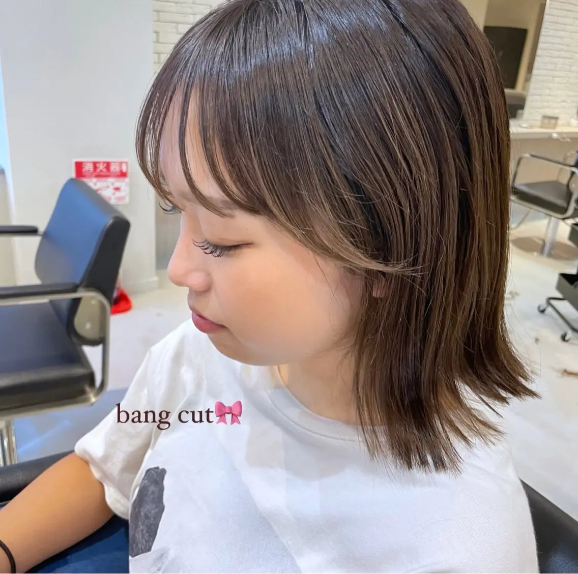 ミディアム 顔周りカット サイドバング miyu♡レイヤー /オリーブベージュのヘアスタイル