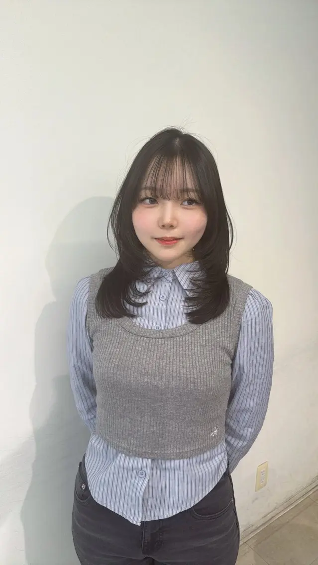 ミディアム カラー レイヤーカット カット ヘアカラー トリートメント Miku🪄💫 フェイスレイヤーのヘアスタイル