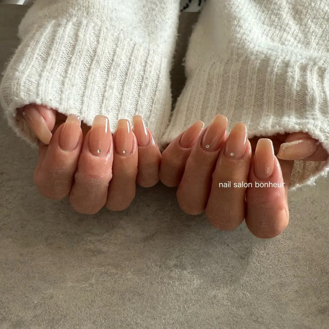 ネイル ラメ(グリッター) ワンカラーネイル ストーンネイル ハンドネイル nail salon bonheurのネイルデザイン