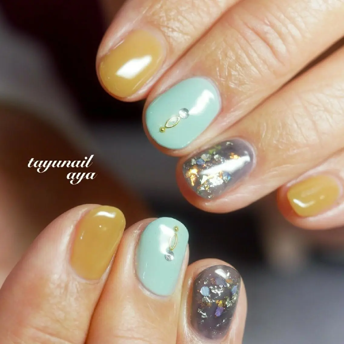 ネイル ブルー ジェルネイル パラジェル 冬ネイル ネイルサロン 【たゆnail】のネイルデザイン