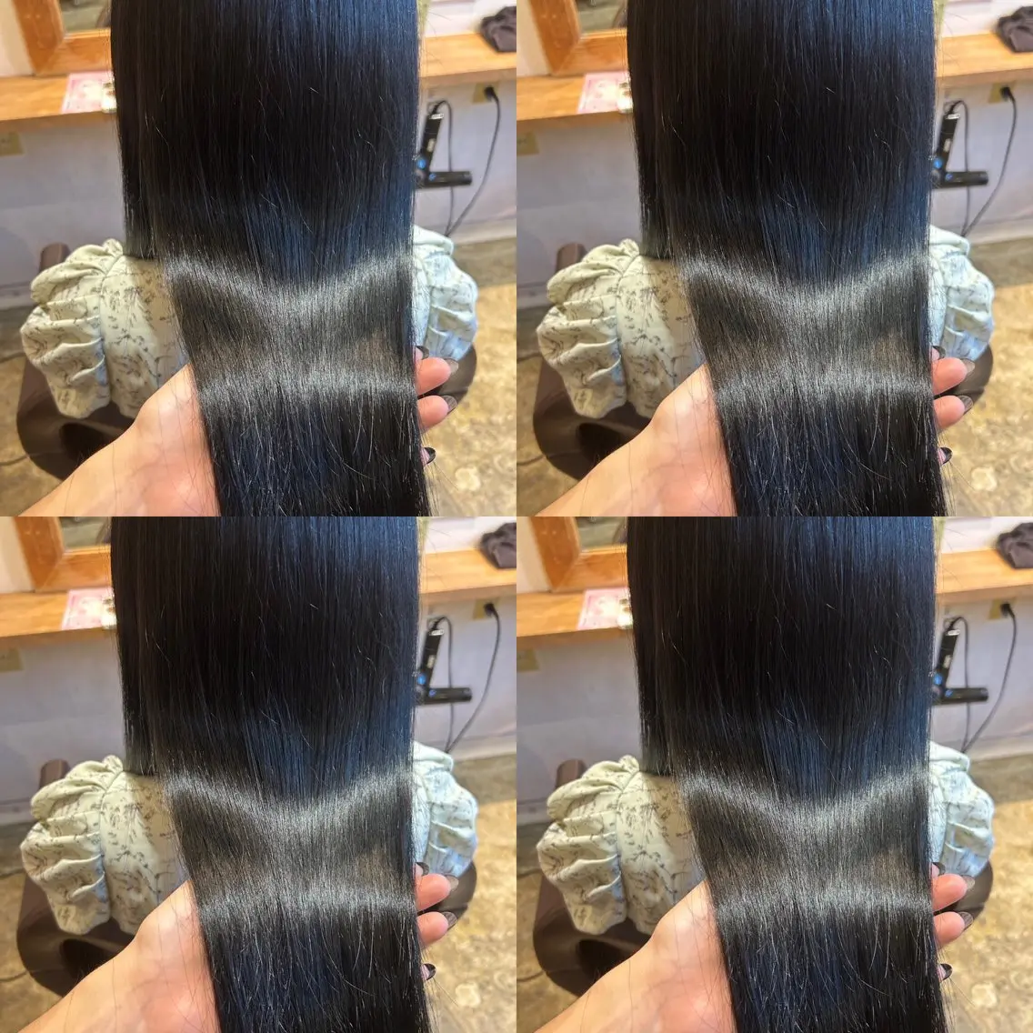 ロング カラー 黒髪 ブルーカラー ブルーブラック 髪質改善 レイヤーカット/ 縮毛矯正🇰🇷早坂のヘアスタイル