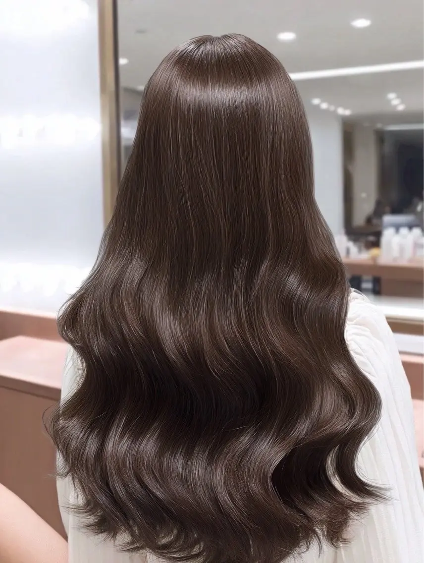ロング 縮毛矯正 絶対綺麗な暖色カラー 🎯あります✨増渕✨のヘアスタイル
