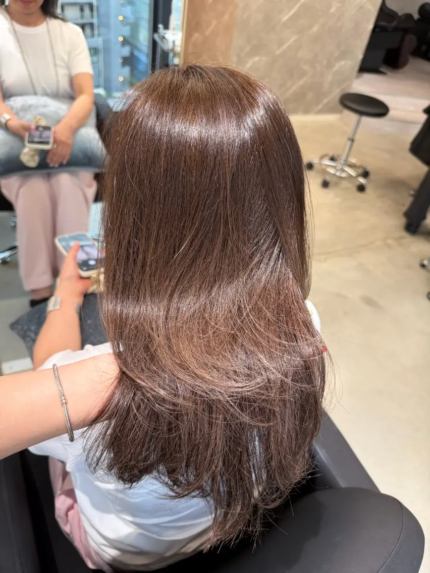 セミロング カラー ヘアカラー トリートメント caho／大阪梅田 韓国ヘア♡のヘアスタイル