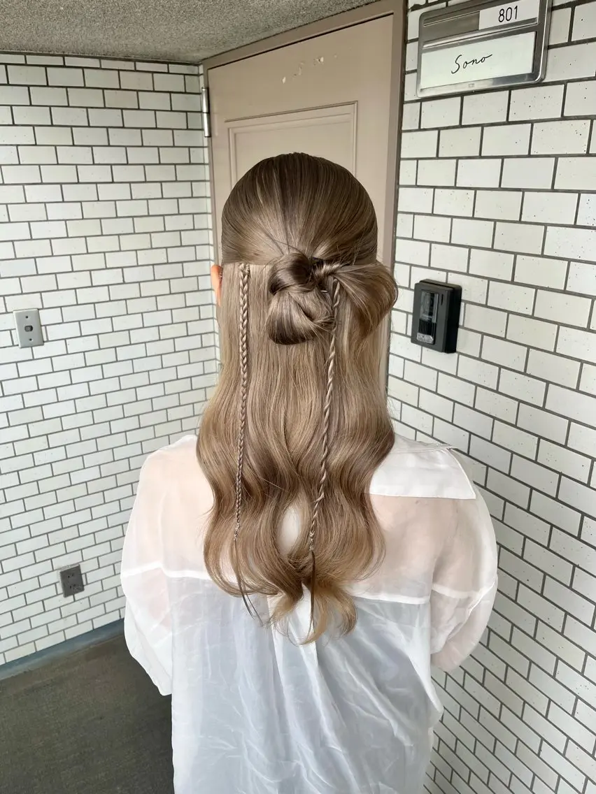 ヘアアレンジ ハーフアップ 結婚式・ブライダル 髪飾り ヘアセット 推し活/イベントヘア 🎀✨yuriのヘアスタイル
